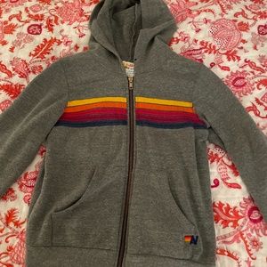 Kid’s 5 Stripe Hoodie Heather Grey Aviator Nation